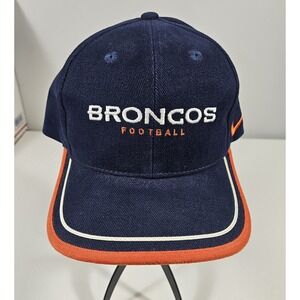 Vintage Nike Pro Line Denver Broncos NFL Blue Orange Adjustable Hat Cap Logo